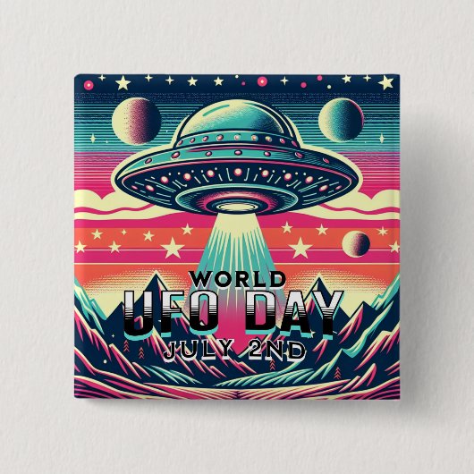 Wereld UFO Dag | 2 juli Vierkante Button 5,1 Cm (Voorkant)