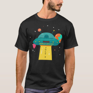 Wereld Ufo Dag Cartoon T-shirt