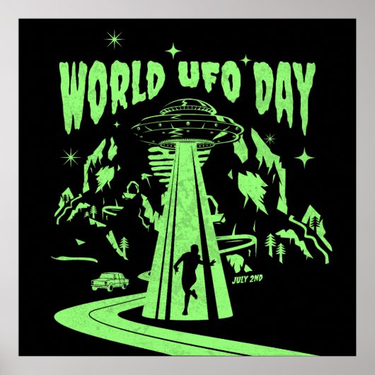 Wereld UFO Dag, vliegende schotel Poster (Voorkant)