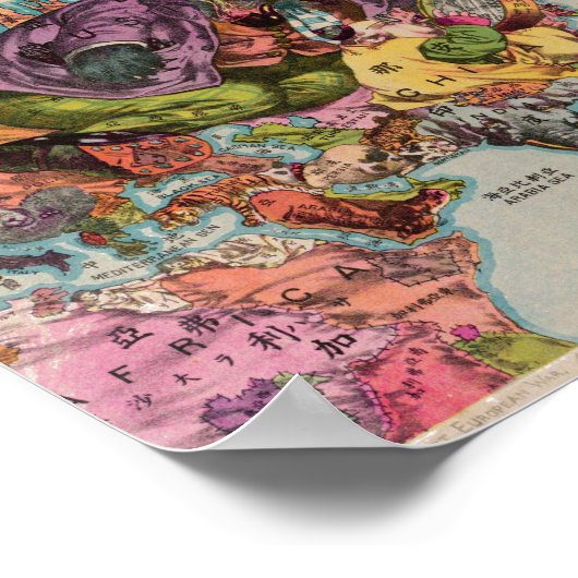 Wereld Uitzicht Map 1900 Poster (Hoek)