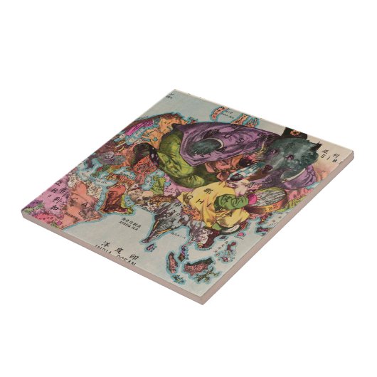 Wereld Uitzicht Map 1900 Tegeltje (Zijkant)