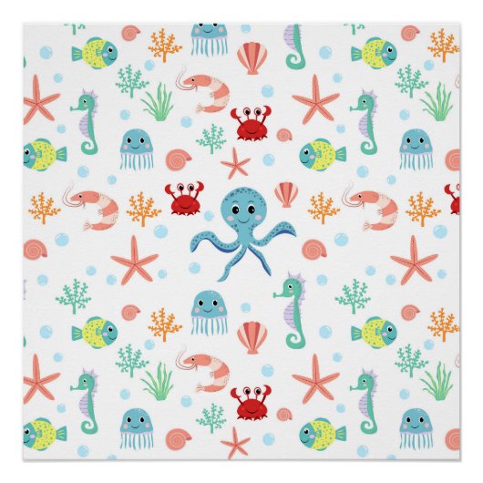 Wereld van de zee patroon perfect poster (Voorkant)