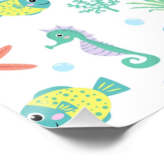 Wereld van de zee patroon perfect poster (Hoek)