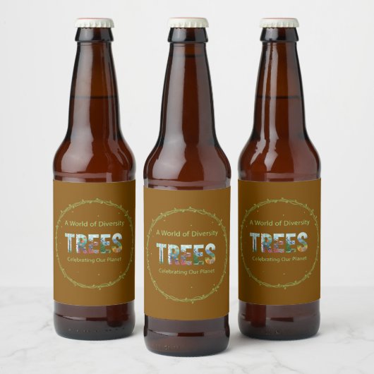 Wereld van Diversiteit BOMEN | Vier onze planeet Bier Etiket (Flessen)