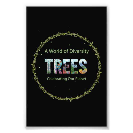Wereld van Diversiteit BOMEN | Vier onze planeet Foto Afdruk (Voorkant)