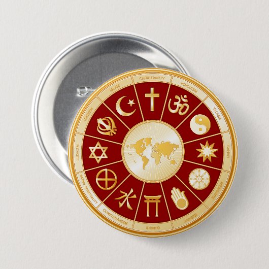 Wereld van geloof ronde button 7,6 cm (Voorkant /achterkant)