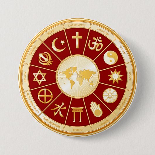 Wereld van geloof ronde button 7,6 cm (Voorkant)