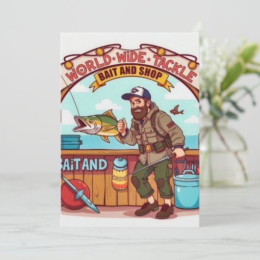 Wereld van Gevist in onze aas- en takelwinkel Kaart (Staand voorkant)