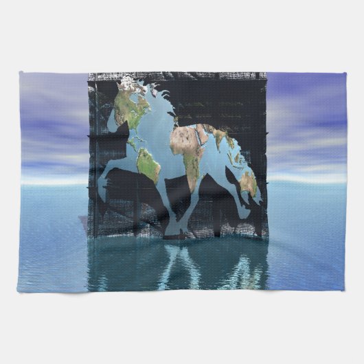Wereld van IJslandse paarden Theedoek (Horizontaal)