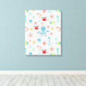 Wereld van zee patroon canvas afdruk (Insitu (Houten vloer))