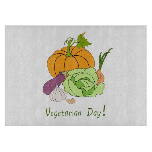 Wereld Vegetarische Dag Minimalistisch Schattig Snijplank (Voorkant)
