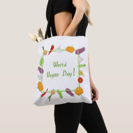 Wereld Vegetarische Dag Minimalistisch Schattig Tote Bag