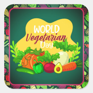 Wereld Vegetarische Dag Vierkante Sticker