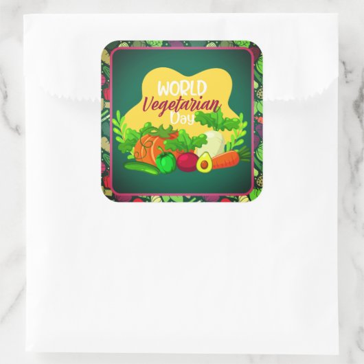 Wereld Vegetarische Dag Vierkante Sticker (Tas)