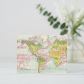 Wereld vegetatie en oceaanstroomkaart briefkaart (Staand voorkant)
