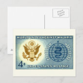 wereld verenigd tegen malaria-Vintage Briefkaart (Voorkant / Achterkant)