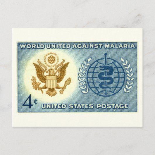 wereld verenigd tegen malaria-Vintage Briefkaart (Voorkant)
