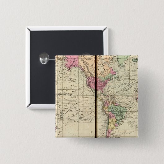 Wereld Vierkante Button 5,1 Cm (Voorkant /achterkant)