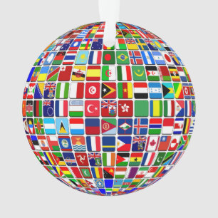 Wereld Vlaggen Globe, Internationaal, Klassieke Ro Ornament