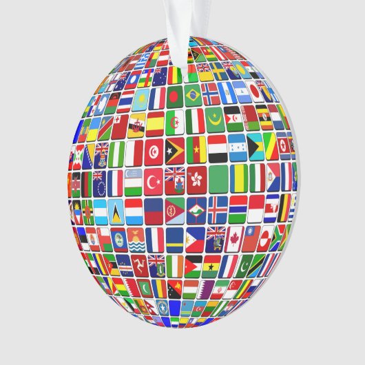 Wereld Vlaggen Globe, Internationaal, Klassieke Ro Ornament (voorkant)