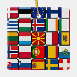 Wereld Vlaggen Keramisch Ornament