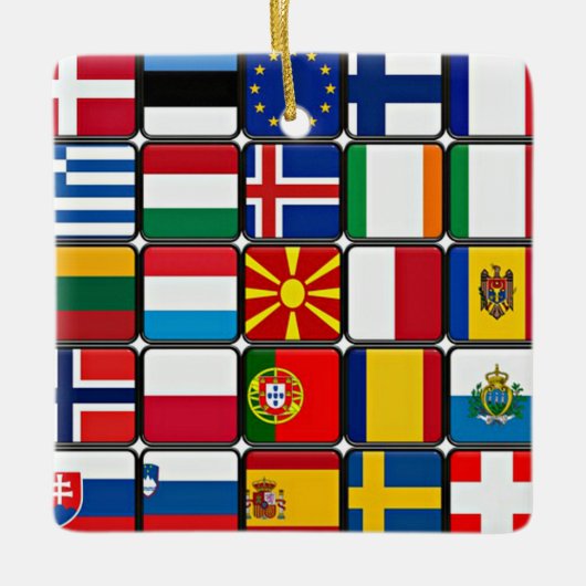 Wereld Vlaggen Keramisch Ornament (Voorkant)