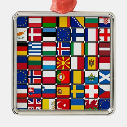 Wereld Vlaggen Metalen Ornament (Voorkant)