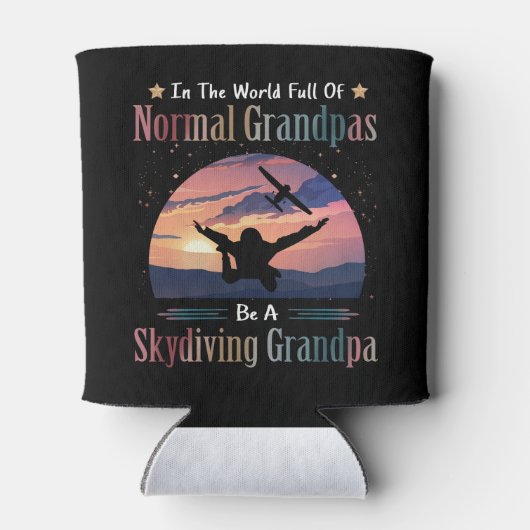 Wereld vol met normale opa's zijn skydiving opa blikjeskoeler (Achterkant)