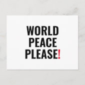 Wereld vrede alsjeblieft wit zwart rood geen oorlo briefkaart (Voorkant)