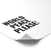 Wereld vrede alsjeblieft wit zwart rood geen oorlo poster (Hoek)