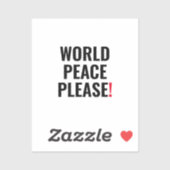 Wereld vrede alsjeblieft wit zwart rood geen oorlo sticker (Vel)