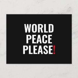 Wereld vrede alsjeblieft zwart wit rood geen oorlo briefkaart