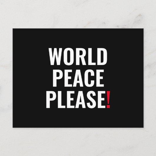 Wereld vrede alsjeblieft zwart wit rood geen oorlo briefkaart (Voorkant)