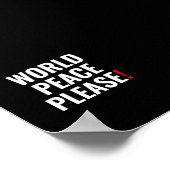 Wereld vrede alsjeblieft zwart wit rood geen oorlo poster (Hoek)