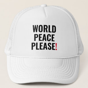 Wereld vrede alsjeblieft zwart wit rood geen oorlo trucker pet