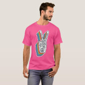 Wereld Vrede Liefde Handteken Unity Retro 60s T-shirt (Voorkant volledig)