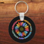 Wereld Vrede Supporter Zonnebloem Bloemen Outfit K Sleutelhanger (Voorkant)