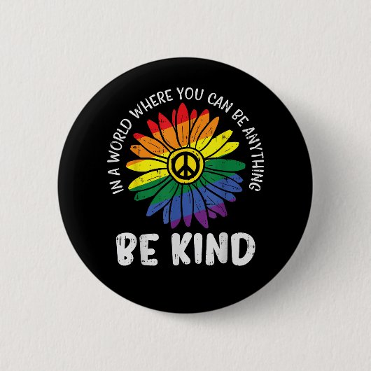 Wereld Vriendelijke Regenboog Ronde Button 5,7 Cm (Voorkant)