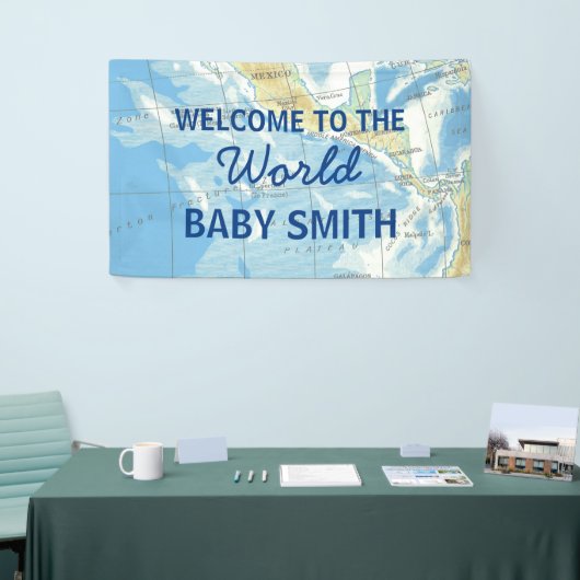 Wereld wacht op Baby shower Achtergrond Spandoek (Beurs)