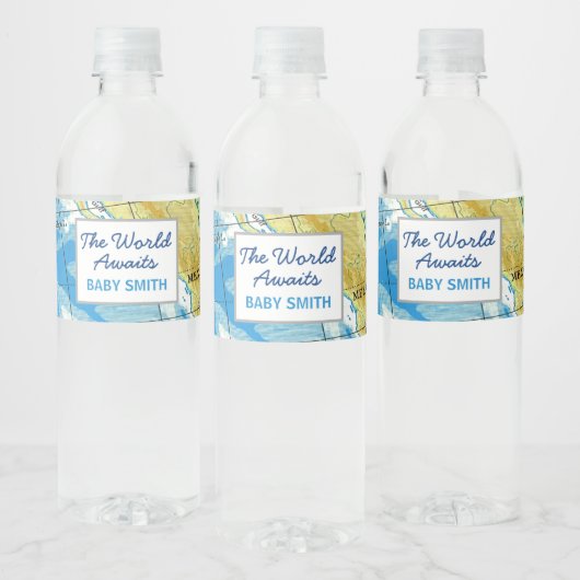 Wereld wacht op Baby shower waterflesje label Waterfles Etiket (Flessen)