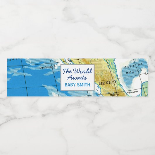 Wereld wacht op Baby shower waterflesje label Waterfles Etiket (Enkel label)