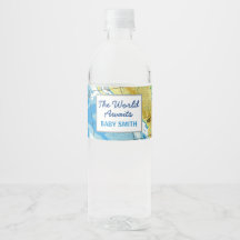 Wereld wacht op Baby shower waterflesje label