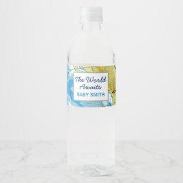 Wereld wacht op Baby shower waterflesje label Waterfles Etiket
