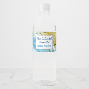 Wereld wacht op Baby shower waterflesje label Waterfles Etiket