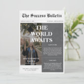 Wereld wacht op succes Afstuderen krantenfoto Kaart (Staand voorkant)