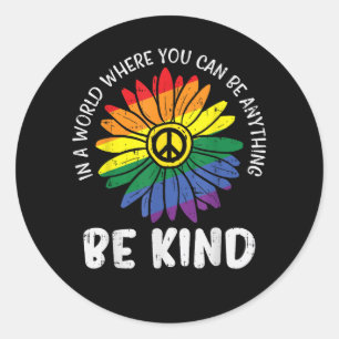 Wereld Wees Vriendelijk Regenboog Ronde Sticker