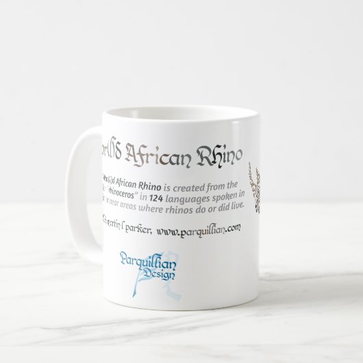 Wereld Wereld Afrikaanse Rhino Mok (Voorkant links)