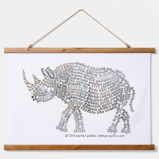 Wereld Wereld Afrikaanse Rhino Tapestry Hangend Wandkleed (Voorkant)