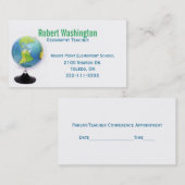 Wereld Wereldbol Docenten Visitekaartje Afsprakenkaartje (Voorkant / Achterkant)