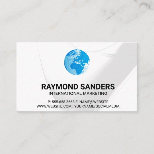 Wereld Wereldbol | Lijn Design Visitekaartje (Voorkant)